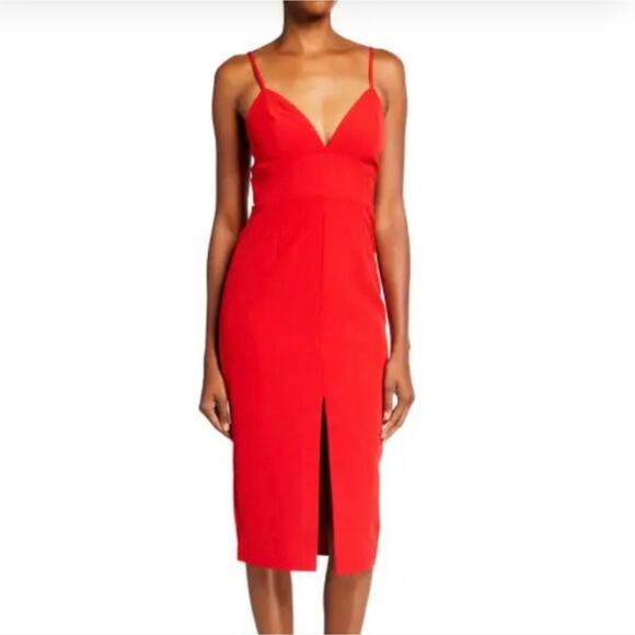 Bardot Red Bodycon Midi Dress - Picture 1 of 4